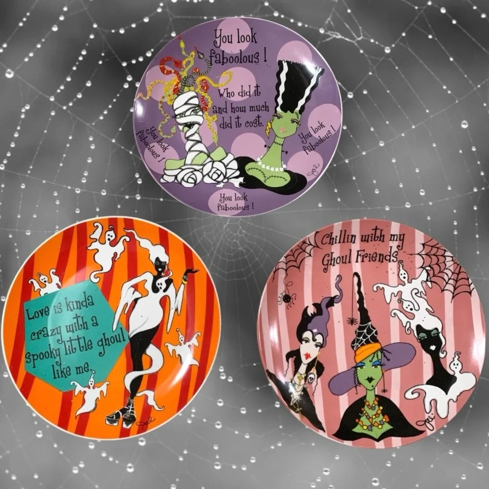 American Atelier Delish “Chillin With My Ghoul Friends” decorative plates (3)